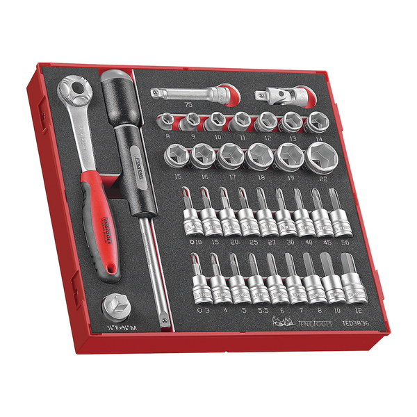 Teng Tools TED3836 - 36 Piece 3/8" Drive Socket Set in EVA Tray TED3836
